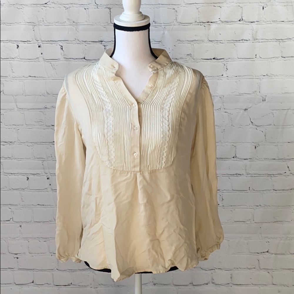 Cream Silk Haute Hippie Button Up Blouse